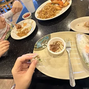 2 Piece Summer Rolls, Sweet and Sour Chicken, Lo Mein, 1 Piece Egg Roll, Peanut Sauce