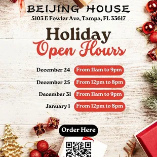 a holiday open hours flyer