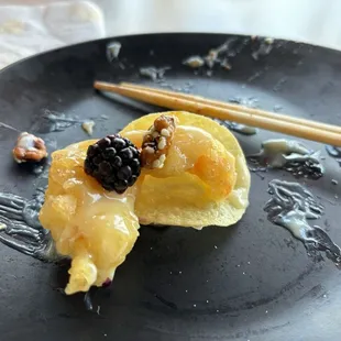 walnut shrimp!!! the best, never had it like this, with blackberries, Pringles