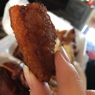 You can see the hair fried into the food