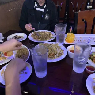 people eating chinese food