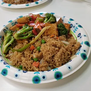 Home style tofu with vegetable fried rice..