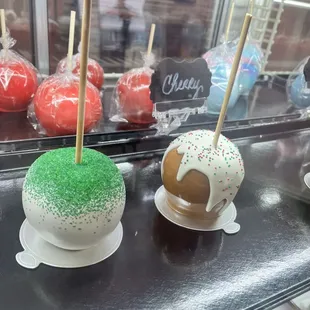 Chocolate covered apples and caramel and chocolate apples