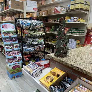 shelves of food