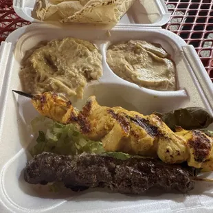 Chicken kebab and beef kebab platter (rice is not an option)