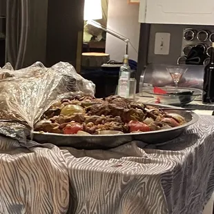 Lamb over rice platter