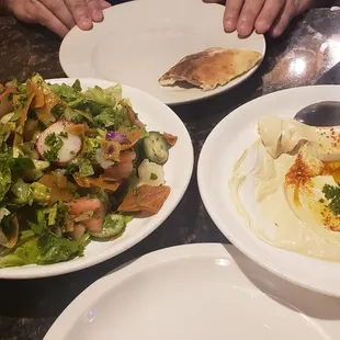 fattoush and hummus