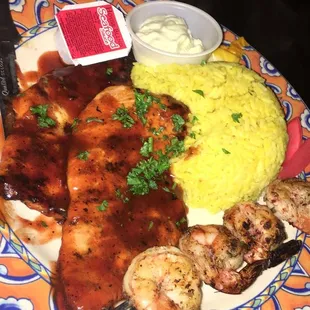 BBQ chicken with shrimp