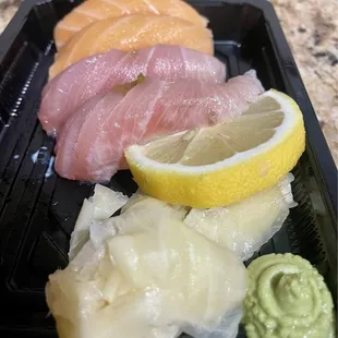 Salmon and yellowtail nigiri (I ordered sashimi so they got it wrong!!!)