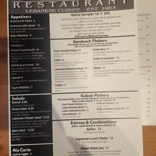 The menu of fabulousness.