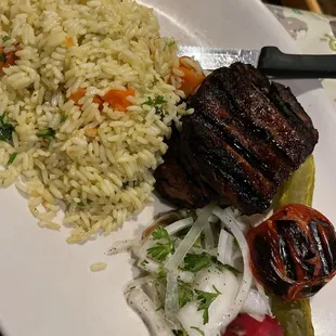 Sirloin steak and rice