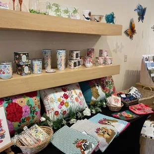 Corkcicle with Rifle Paper Co. florals plus cute pillows and tea towels.