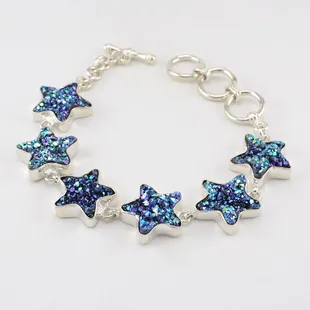 Sparkly druzy agate star bracelet.