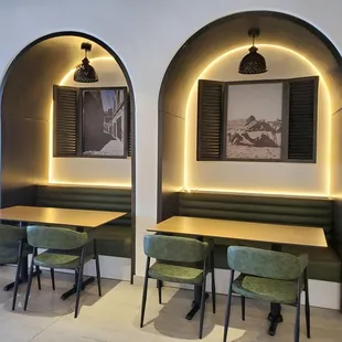 There is some booth seating available