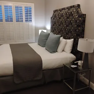 King size bed linens are very nice also there is a fireplace room 304