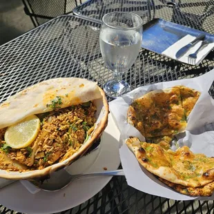 Chicken Biryani and Bullet Naan.