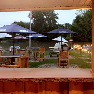 tables and umbrellas