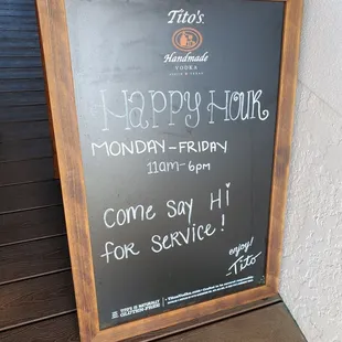 happy hour menu sign