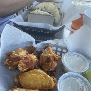 Mango habanero wings &amp; Mahi tacos.
