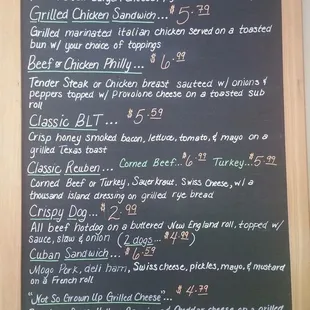 Updated Menu as of 08/08/2018