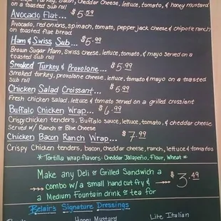 Updated Menus as of 08/08/2018