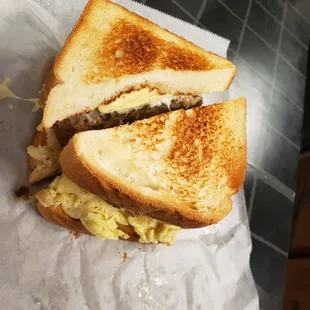 a grilled cheese and egg sandwich