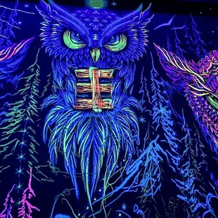 a neon owl