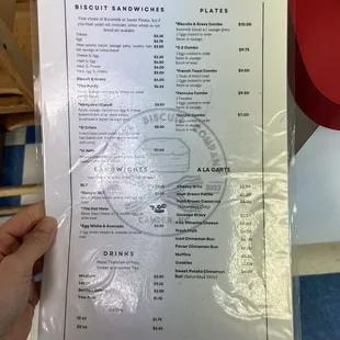 Breakfast menu