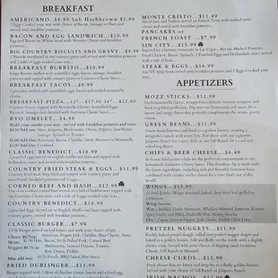 Breakfast menu as of 6/23/2024