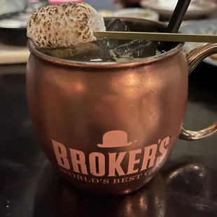 Fireside Mule - vodka, amaretto, lime, ginger beer &amp; toasted marshmallow!