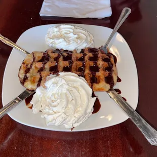 Waffle it's chocolate and crepe.