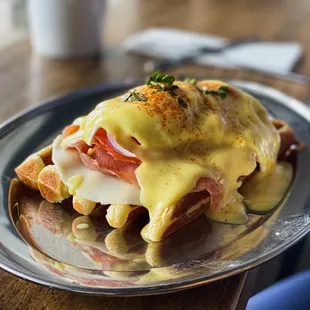 Smoked Salmon Croque Madame Waffle