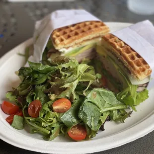 Black Forest Ham Waffle Sandwich