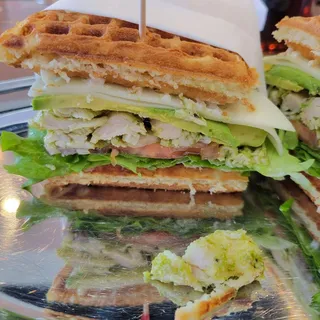 Pesto Chicken Waffle Sandwich