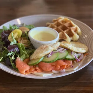 Smoked Salmon Croque Madame Waffle