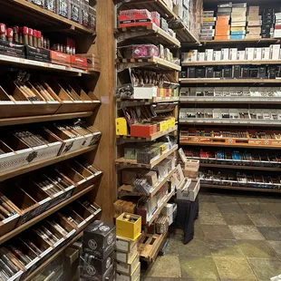shelves of cigars