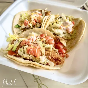 Fish tacos - grilled and fried fish - yum!