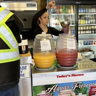 Delicious aguas frescas, a light, slightly sweet fruity water. One free refill when dining in.