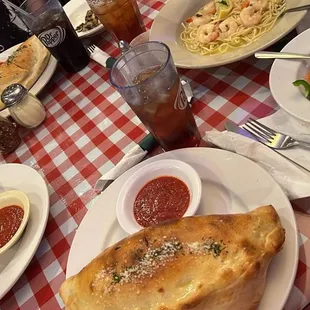Shrimp scampi, and calzones