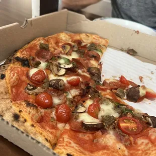a half eaten pizza
