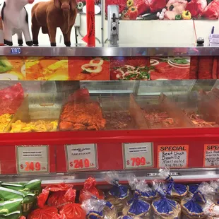 a display of various foods