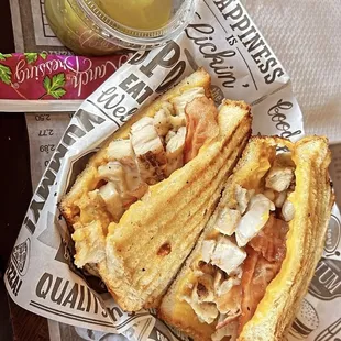 a sandwich and a drink