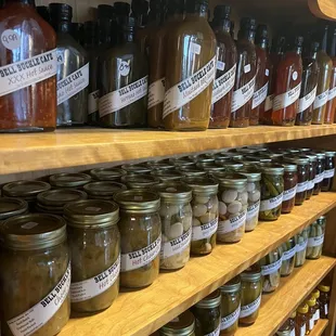 Homemade sauces, jams, and pickled veggies