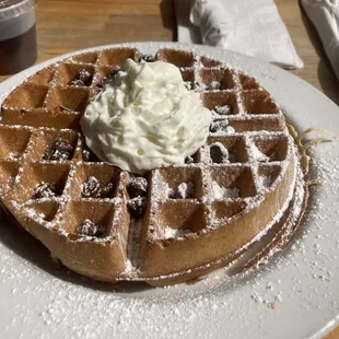 Chocolate chip Belgium waffle