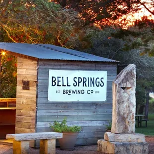 a sign for bell springs brewing