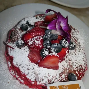 Red velvet pancakes