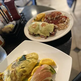 two plates of food on a table