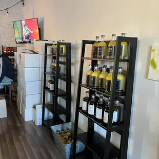 a woman in a wine shop