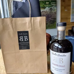 a bottle and a bag