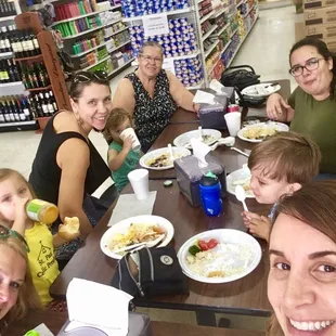 Sharing a meal with friends.